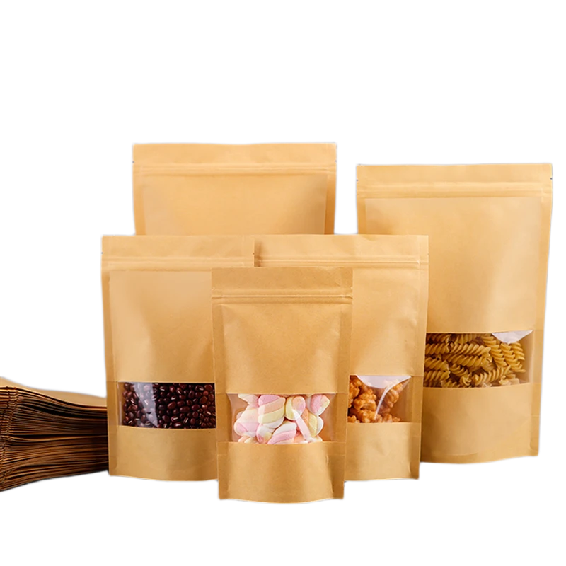 Saco Kraft Doypack Standup com Janela Embalagem Frutos Secos Massas 500ml 1000ml