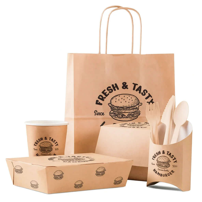 Saco Kraft Asa Torcida Personalizado Take Away Restaurante Loja Comércio Empresas