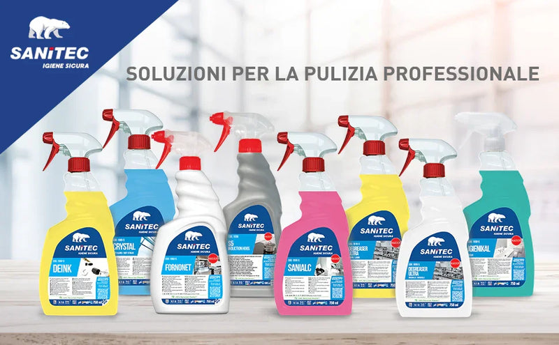 Gama de produtos de limpeza de superfícies SANITEC de uso profissional