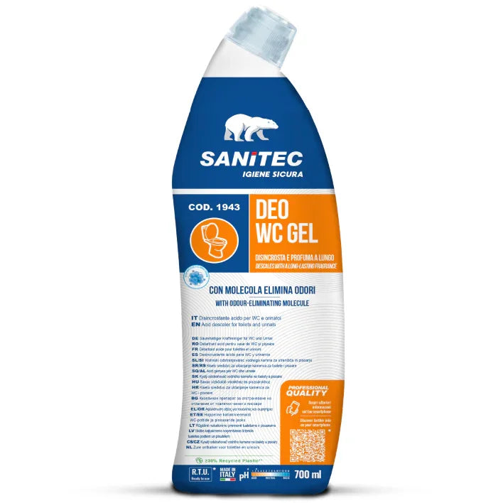 Garrafa de apertar de Detergente Gel Anti-Calcário Perfumado Profissional SANITEC DEO WC GEL