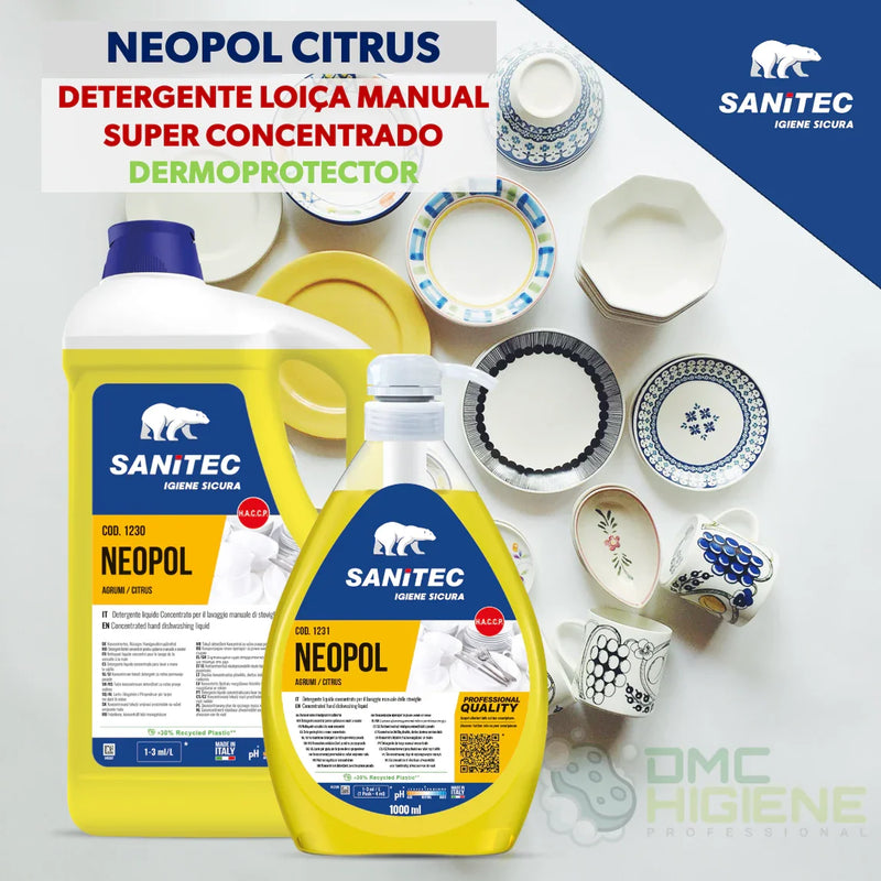 Detergente de Loiça Profissional Ultra Concentrado 5 Litros SANITEC NEOPOL CITRUS
