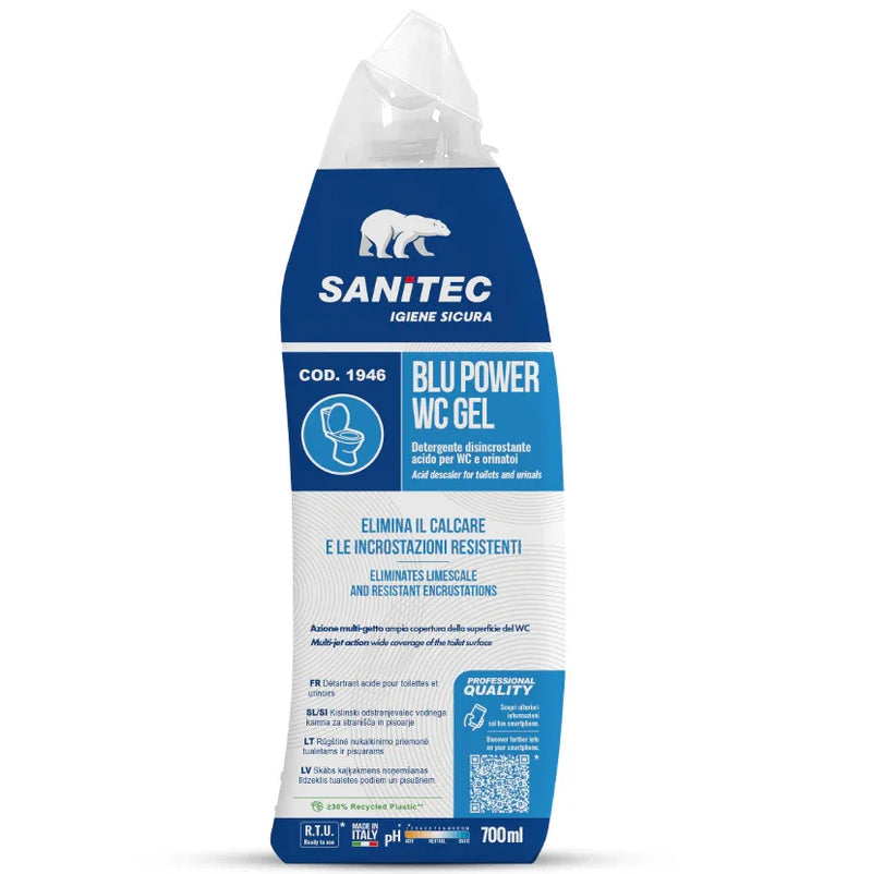 Garrafa de apertar de Detergente Gel Anti-Calcário Profissional Extra Forte SANITEC BLU POWER WC GEL