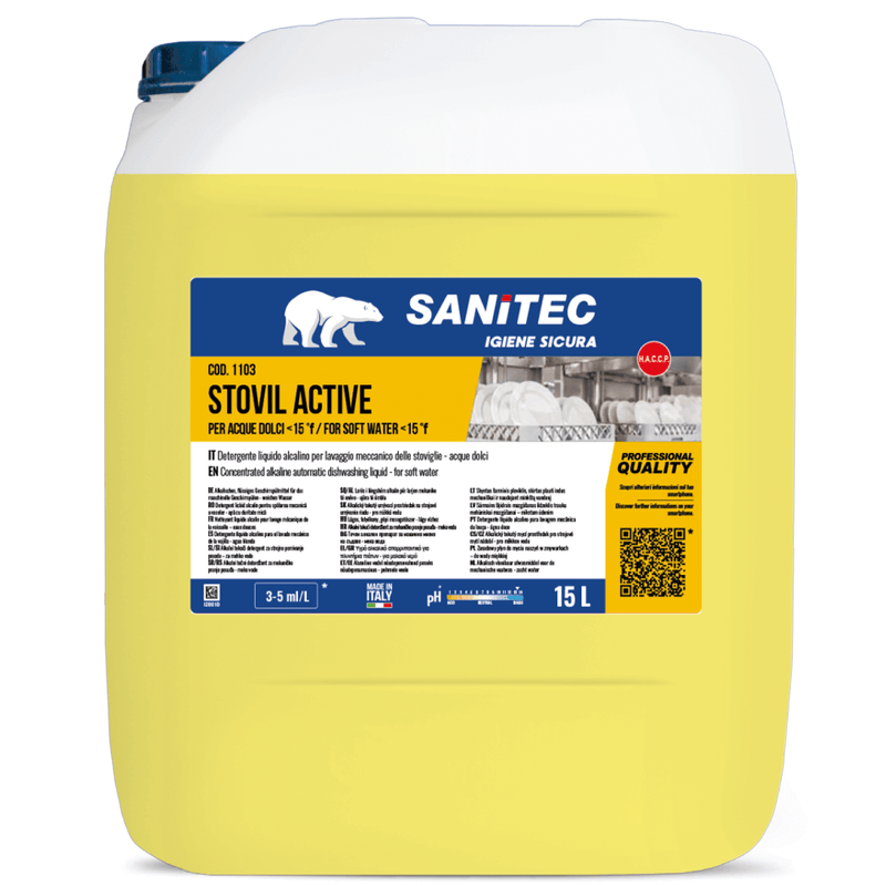 Garrafão de 15 Litros de Detergente Alcalino para Máquina da Loiça Industrial da marca SANITEC STOVIL ACTIVE