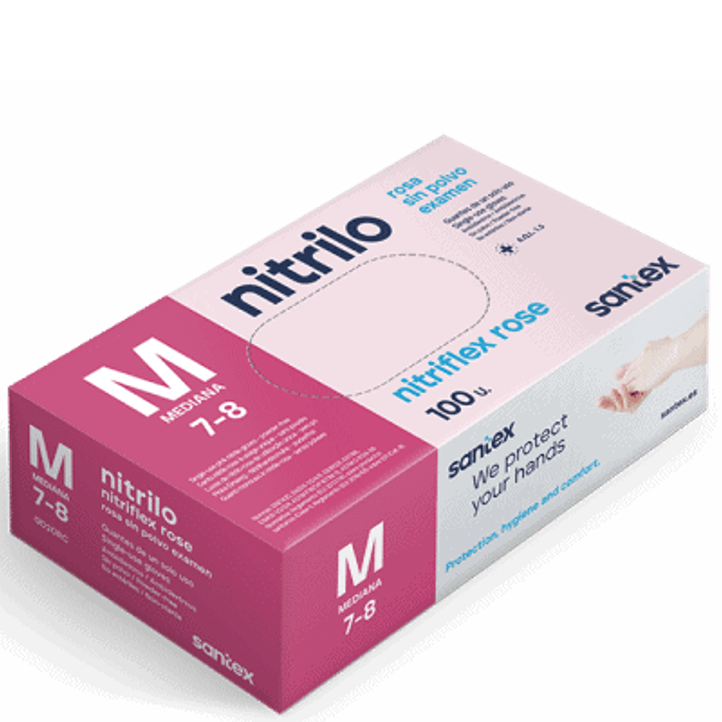 Delfi Pro Luva Nitrilo Rosa 3.5 SEM PÓ DESCARTÁVEL Pack 100 luvvas unidades Profissional Empresas EPI
