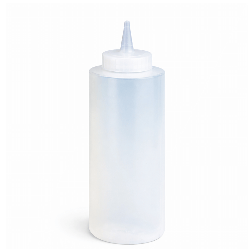 Garrafa Doseadora Flexível com Aplicador 360ml para serviços de precisão na cozinha e limpeza.