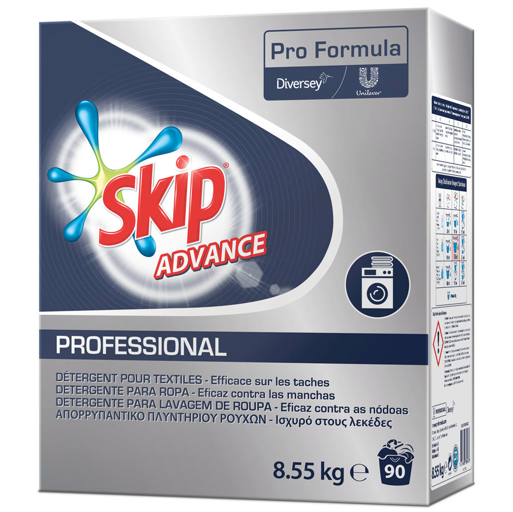SKIP PRO ADVANCE Detergente Máquina da Roupa em Pó Profissional Saco 90doses Empresas Lavandaria