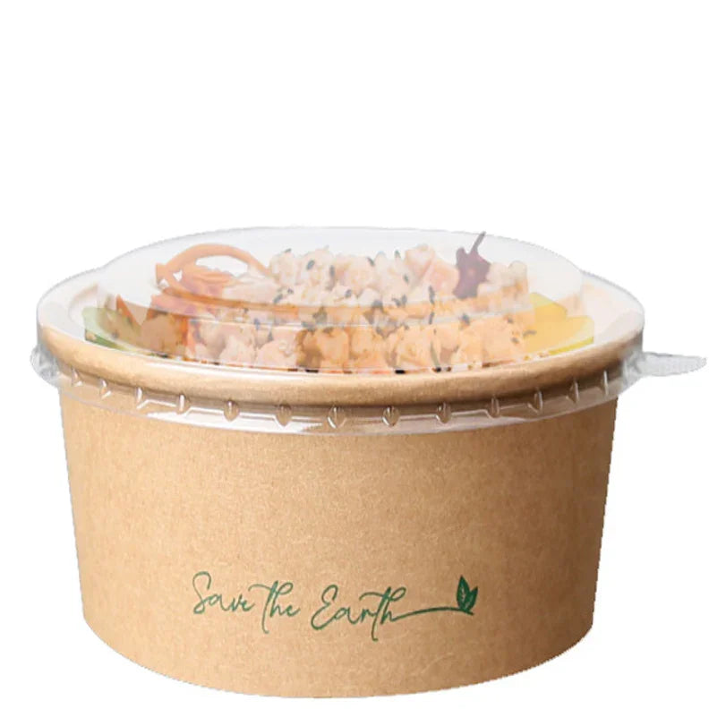 Saladeira Kraft 1300ml com Tampa Take Away, embalagem redonda para take away, 25 unidades.