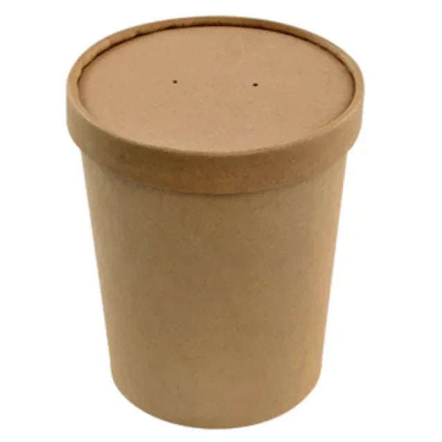 Embalagem Sopa 960ml Take Away com Tampa Kraft Embalagem Redonda Sopeira Restaurantes Churrasqueira