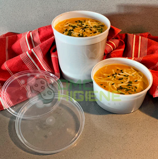 Embalagem Plástico PP Redonda com Tampa 500ml 1000ml Reutilizável Sopa Take Away