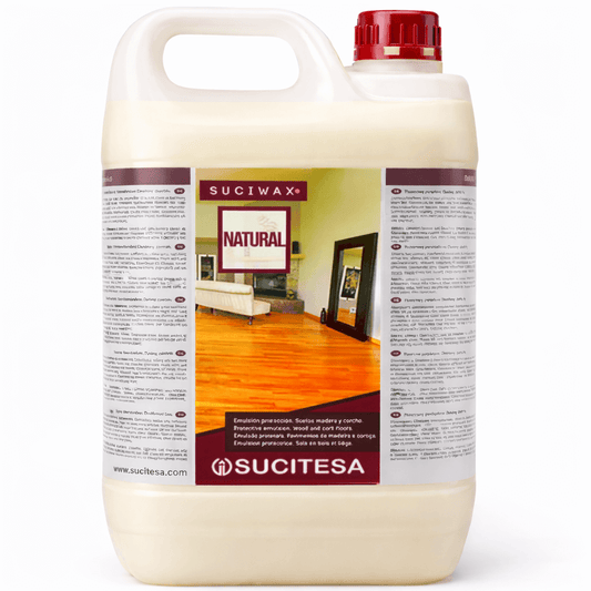 Cera Autobrilhante Incolor para Madeiras | Garrafão de 5L da SUCIWAX NATURAL para pavimentos em madeira.