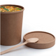 Embalagem Redonda com Tampa Sopa Sopeira Kraft Take Away 240 350 500 750 960ml Restaurante