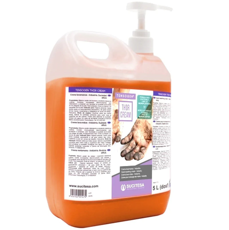 Garrafão de Creme Lava Mãos Industrial com Micropérolas 5Kg da marca TENSOGEN THOR CREAM
