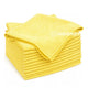 Pano Microfibra Multiusos Amarelo T-28 em pacote com 12 unidades, ideal para limpeza eficiente de todas as superfícies.