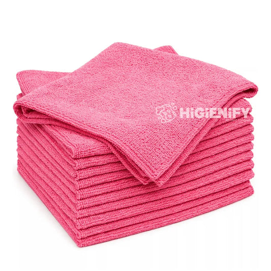 Pano Microfibra Multiusos Vermelho T-28, pack com 12 unidades, toalhas de limpeza de alta qualidade.