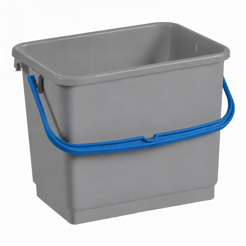 Balde Apoio Multiusos Mini 4L TTS em cinza com pega azul, ideal para uso multifuncional e de alta qualidade.