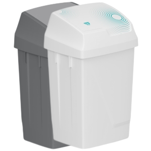 TTS LINDY Papeleira Caixote Lixo Tampa Basculante Vai-Vém Branca Cinzenta 50 litros Empresas Escolas