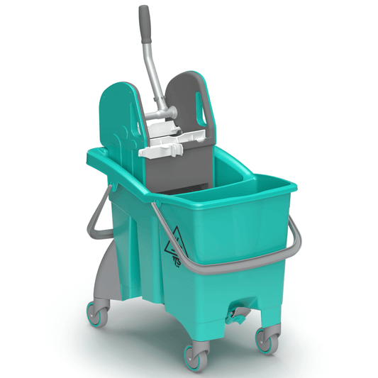 Carrinho Limpeza Duplo Ergo TTS com separador de águas e sistema de drenagem integrado.