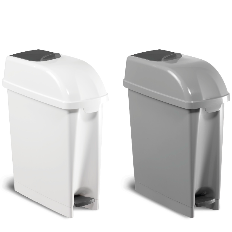 TTS ELLE Balde Contentor Asséptico Higiene Feminina Pensos Higiénicos Casas de Banho Empresas 17 litros Branco Cinzento