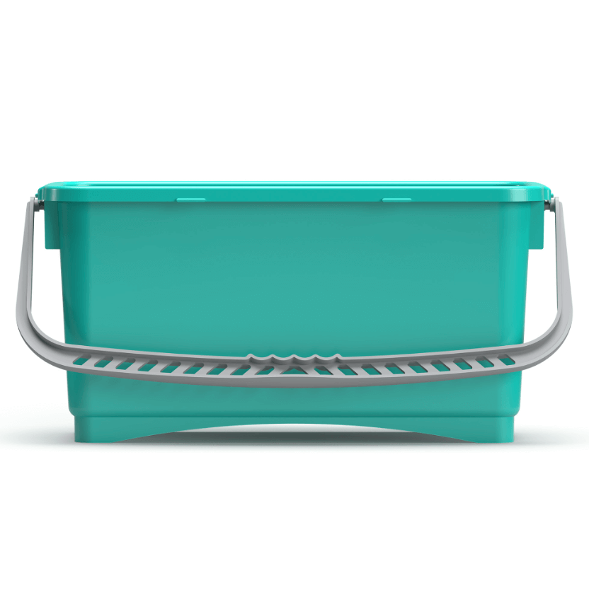 Balde Multiusos Retangular TTS em cor azul, com pega, ideal para limpeza de vidros e superfícies.