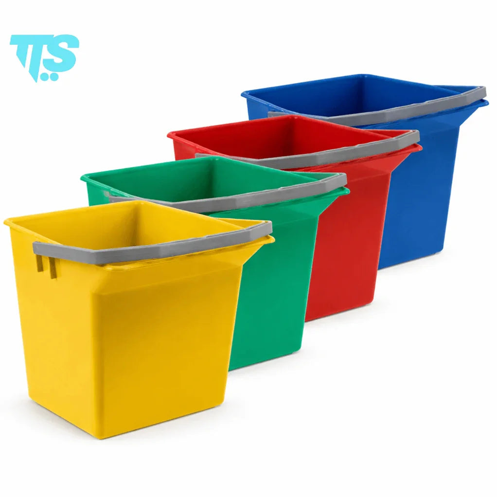 Balde Multiusos Mini 6L TTS Cores HACCP Amarelo Azul Verde Vermelho Carrinho Limpeza Profissional