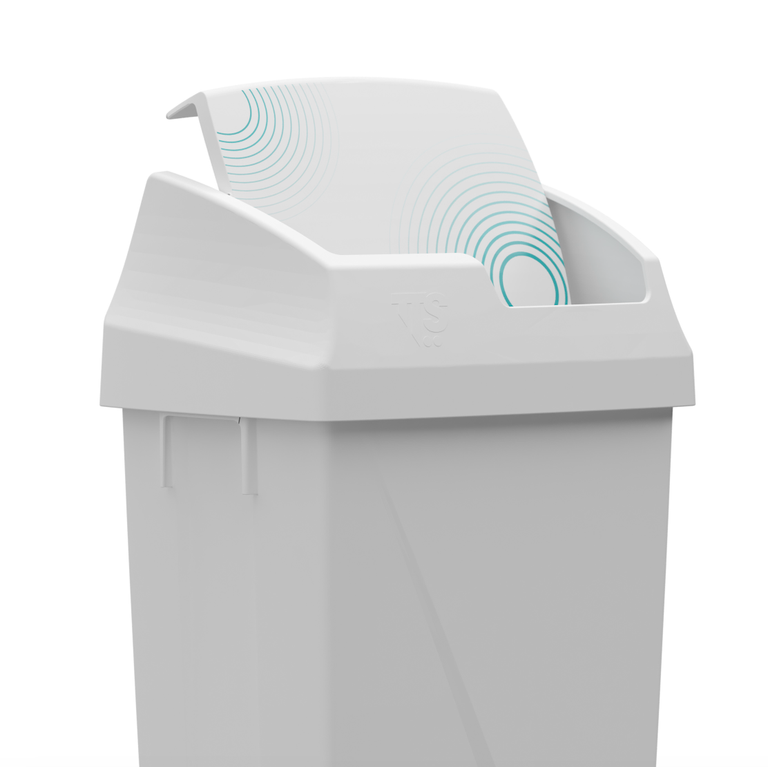 TTS LINDY Papeleira Caixote Lixo Tampa Basculante Vai-Vém Branca 50 litros Empresas Escolas