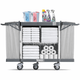 Carrinho Serviço Housekeeping TTS com toalhas, produtos de limpeza e material de serviços para 8-10 quartos.