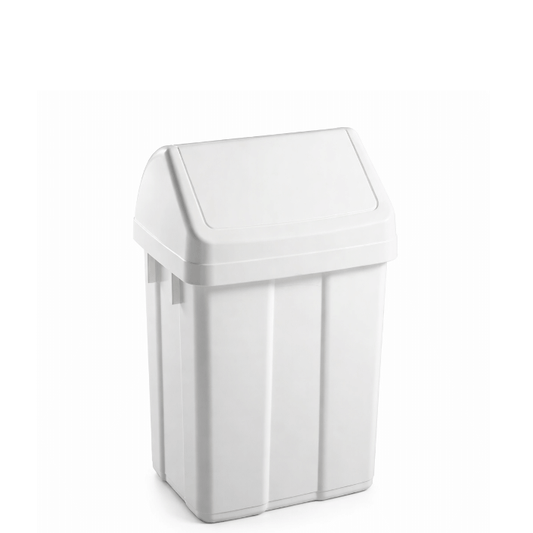 Papeleira Branca com Tampa Basculante 25L da TTS MAX, solução prática para depósito de lixo em ambientes profissionais.
