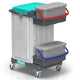 Carrinho Limpeza Hospitalar TTS com compartimentos coloridos, ideal para limpeza profissional em ambientes hospitalares.