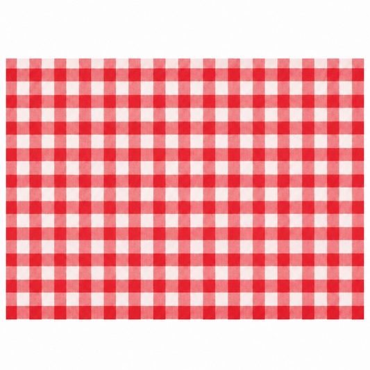 Toalhas de Mesa Individuais Xadrez Vichy 30x40cm com padrão xadrez vermelho e branco