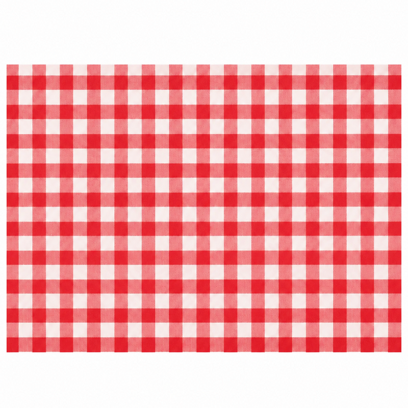 Toalhas de Mesa Individuais Xadrez Vichy 30x40cm com padrão xadrez vermelho e branco