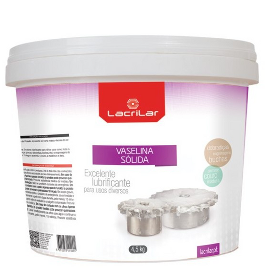 Vaselina Sólida Industrial 4,5Kg da Lacrilar, excelente lubrificante para usos diversos.