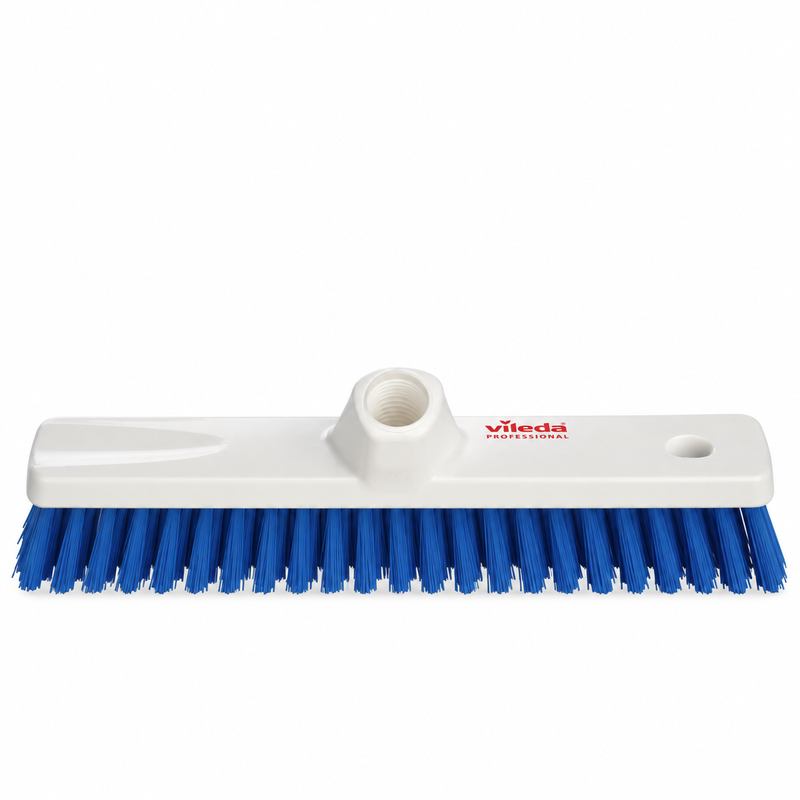 Escova de Chão Super Rija Vileda com cerda azul, ideal para limpeza profissional em diversos ambientes.