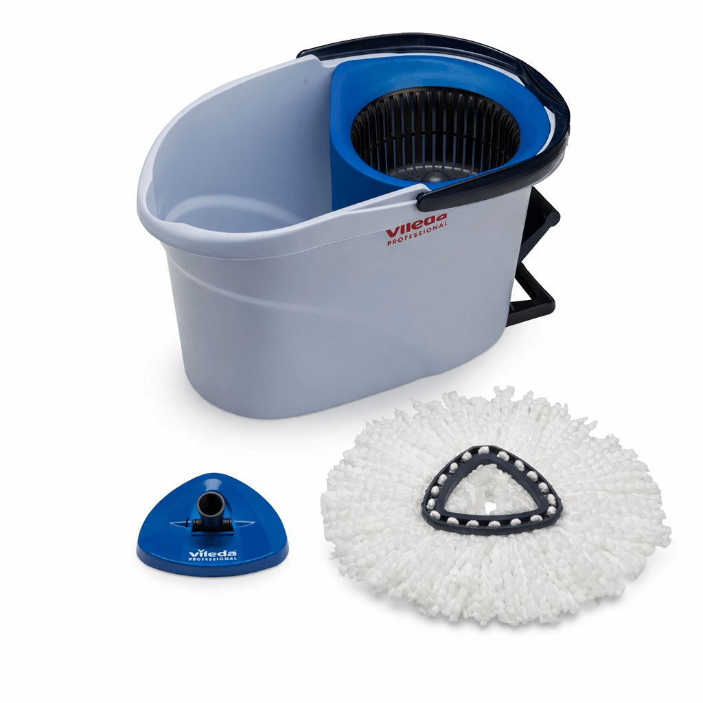 Balde com Pedal + Esfregona Rotativa VILEDA ULTRASPIN KIT - sistema de lavagem de pavimentos com espremedor integrado.