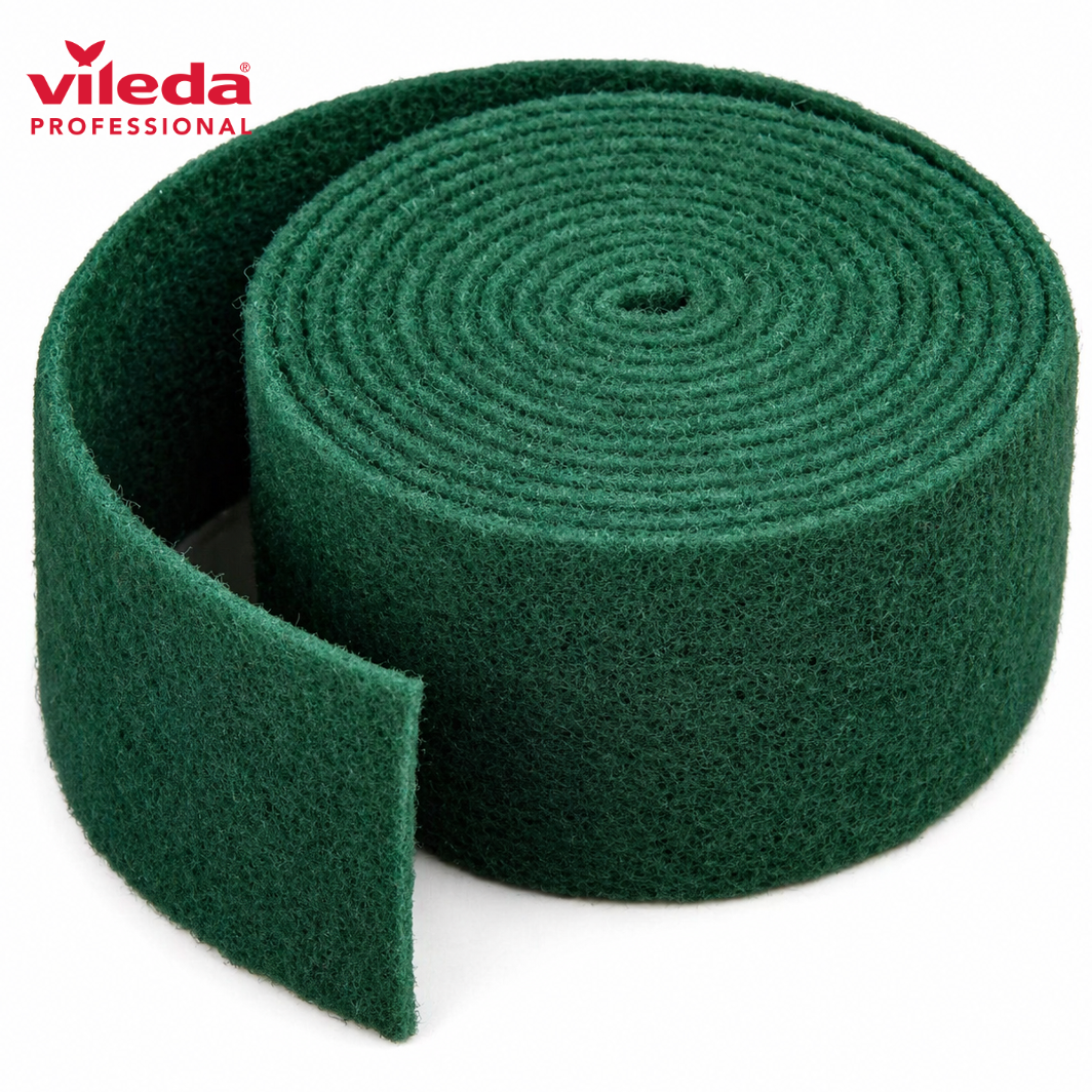 Esfregão Verde Extra em Rolo Vileda Profissional | 6 Metros em formato de rolo, ideal para limpeza eficaz e durável.