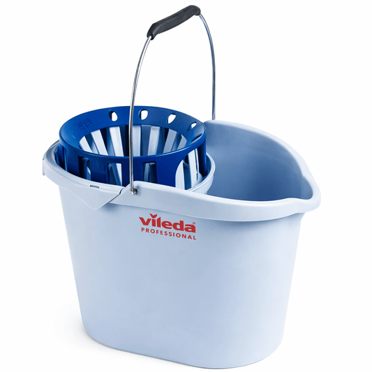 Balde Oval com Espremedor VILEDA PROFISSIONAL 10L, robusto e ergonómico, ideal para limpeza eficiente.