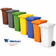 Contentor do Lixo Industrial com Rodas 120L em várias cores, branco, laranja, azul, cinzento, amarelo, verde e castanho, da marca Weber, ideal para uso em empresas e fábricas.