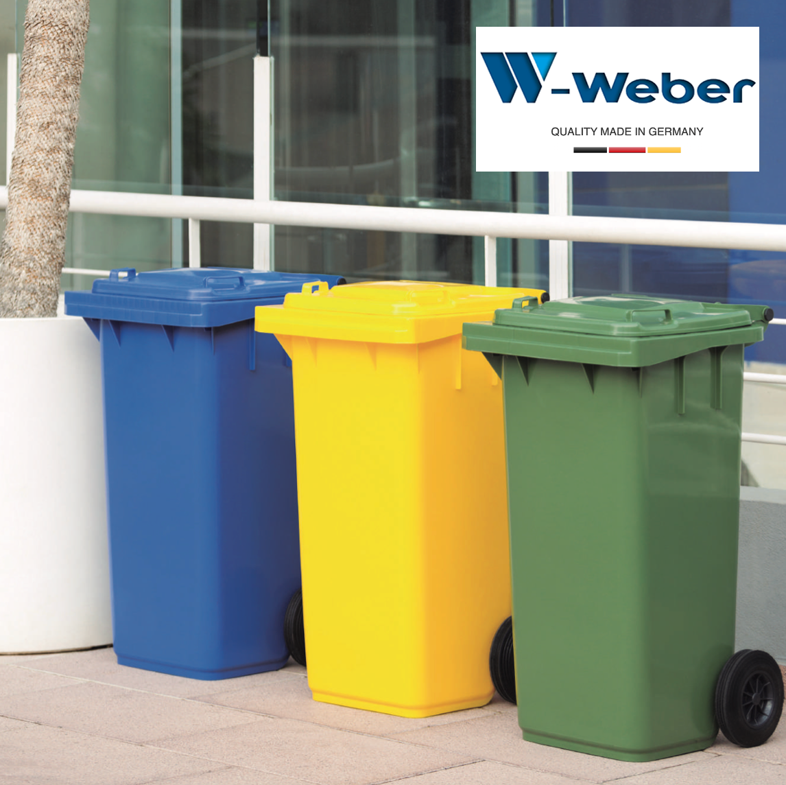 WEBER Contentor Lixo Industrial 120L  240L com rodas Cinzento Verde Azul Amarelo Empresas Industria Separação Resíduos Exteriores
