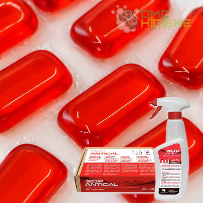 imagem comercial promocional de Detergente Limpeza WC Concentrado em Cápsulas da marca XOP ANTICAL da PROQUIMIA