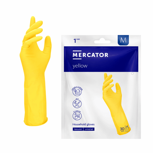 Luva Latex Menage Flocada Amarela | Reutilizável | Delfi Basic LMF | Ideal para limpeza e proteção