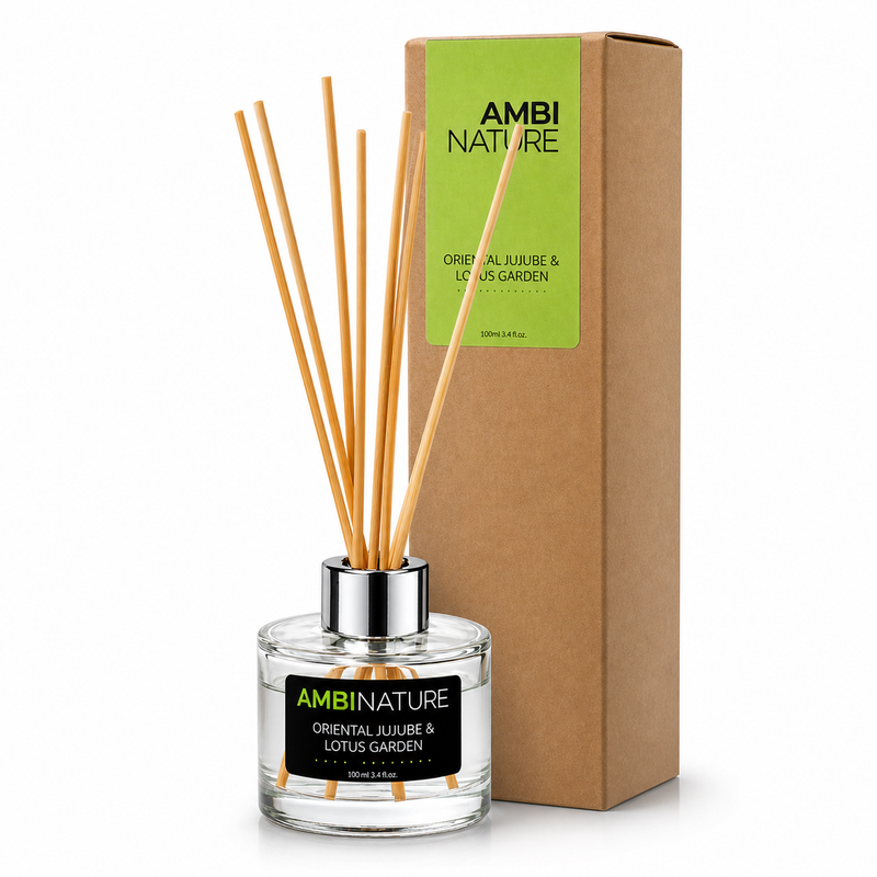 Ambientador Mini Mikado Premium Oriental Jujube & Lotus Garden de 100ml da AMBINATURE.